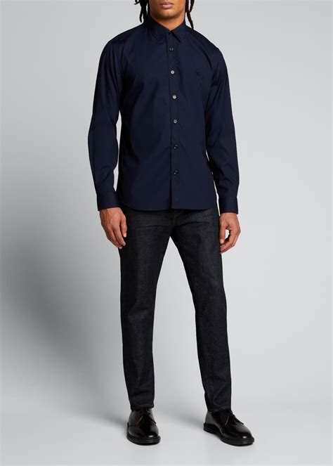 Burberry Men's Sherwood Sport Shirt w/ Check Detail